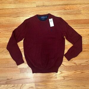 NWT Polo Ralph Lauren Maroon Textured Cotton Crewneck Sweater - Men's Small